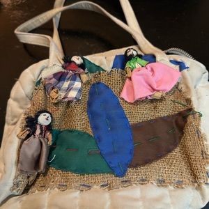 Adorable Bag with handmade dolls sewn on